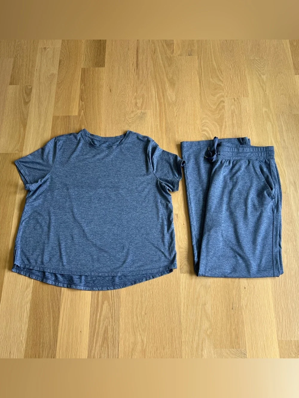 Zella Restore Soft Matching Set Blue Tempest Large Tee + Drawstring Pants, Large - Picture 6 of 10